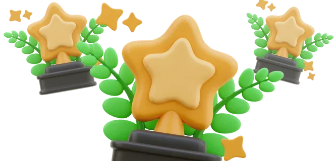 BeonBet achievement stars and green leaves